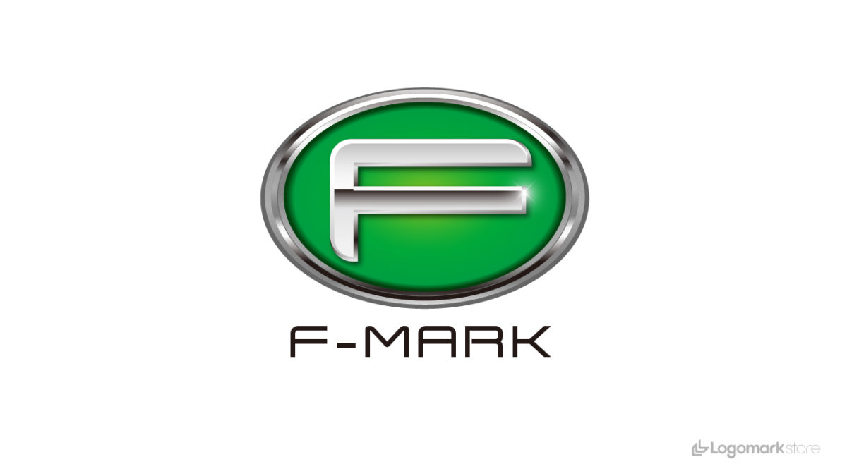 メタリックなFのエンブレムロゴ